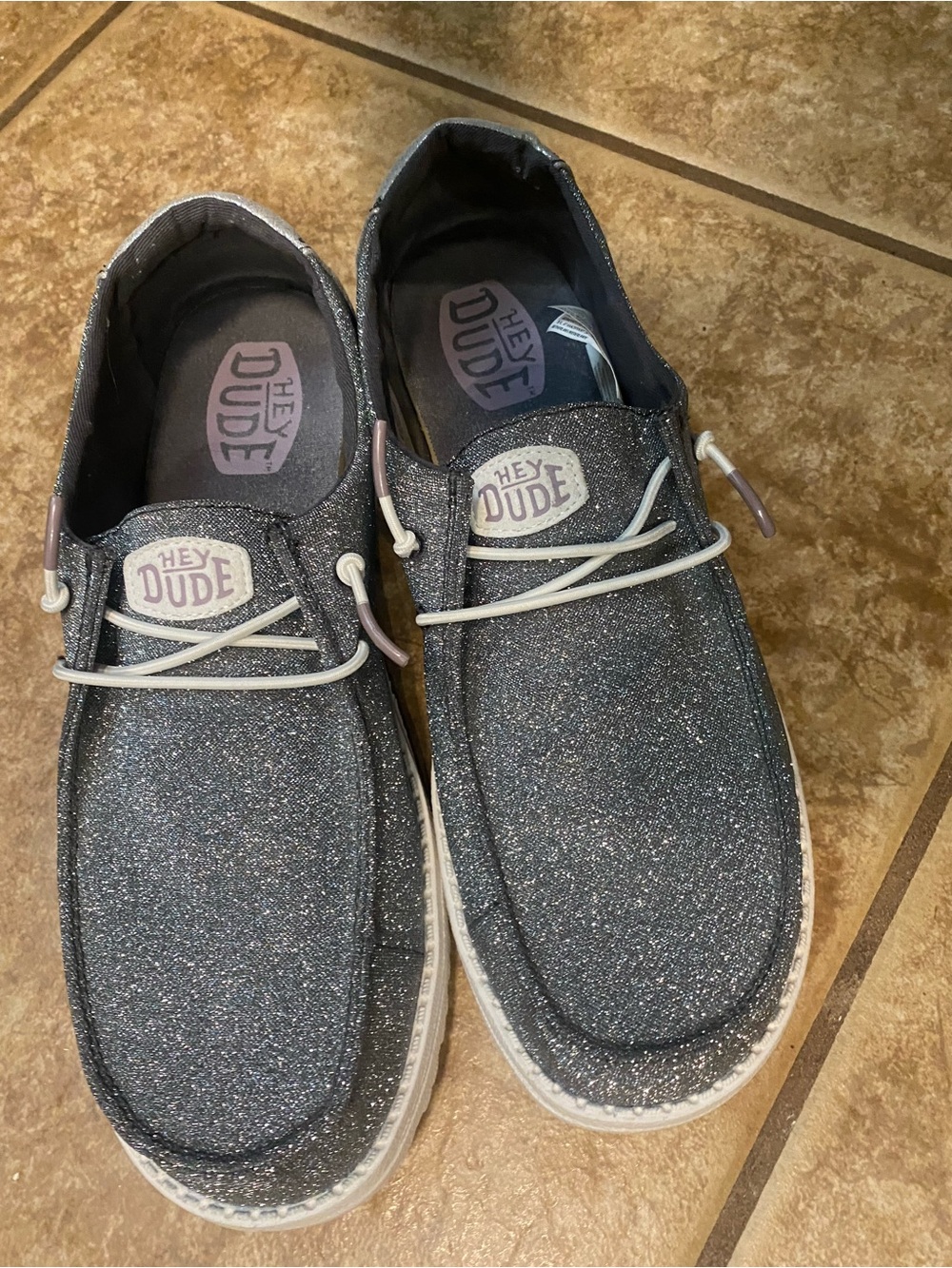 Hey Dude women’s Gray Sparkle Wally Shoes size 11